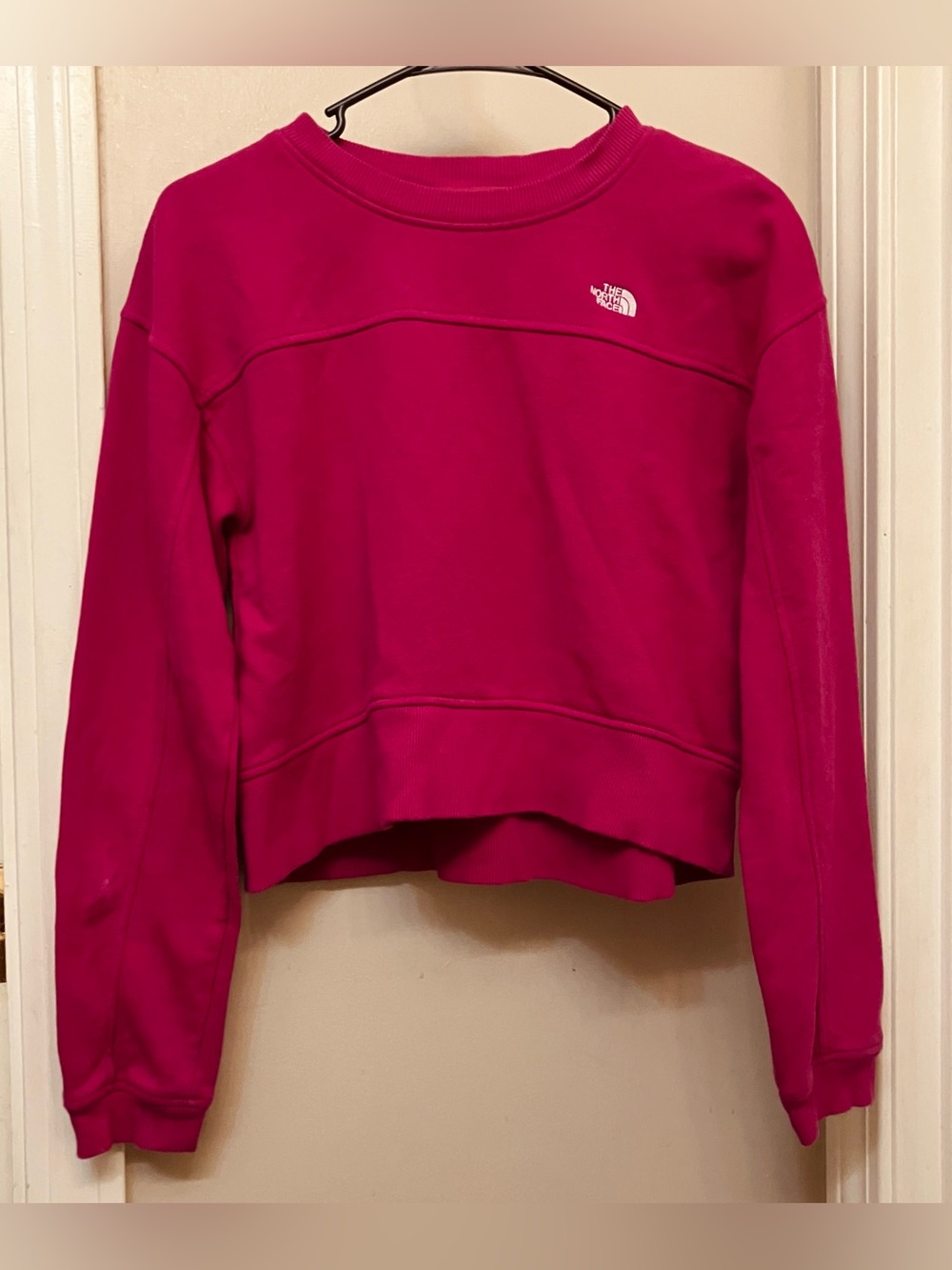 Girls The North Face Fleece Cropped Sweatshirt, Detailed Stitched Sleeves, XLG